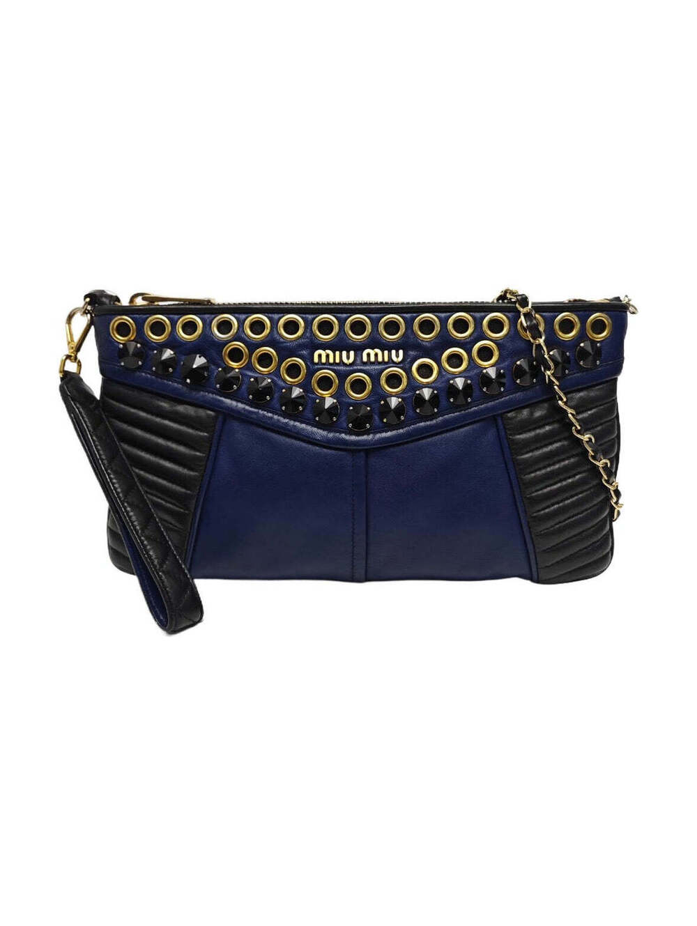 Miu Miu by Miuccia Prada Nappa Biker Crystal Embellished Quilted Clutchcirca2004